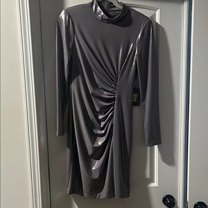 Vince Camuto Shimmering Gray Long Sleeve Dress